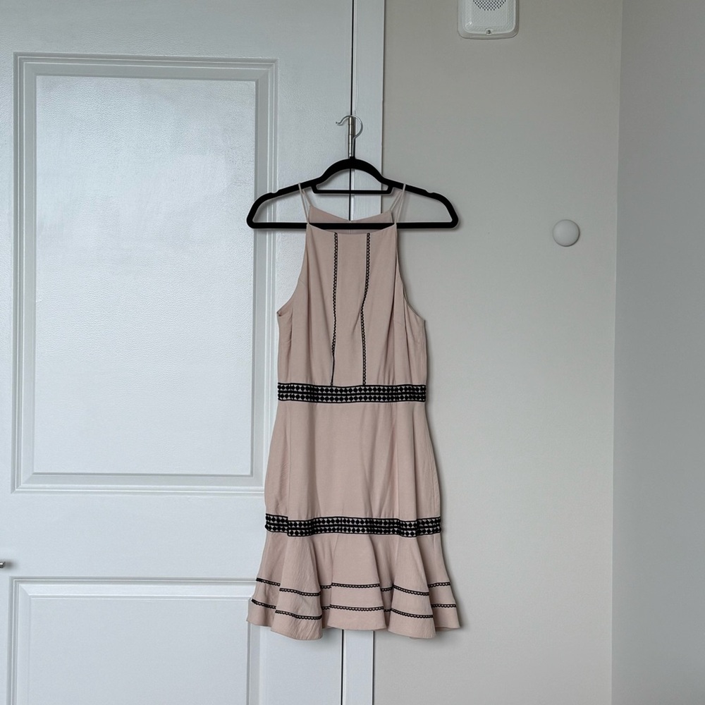 KEEPSAKE the Label Pink and Tan Ruffled Halter Mini Dress